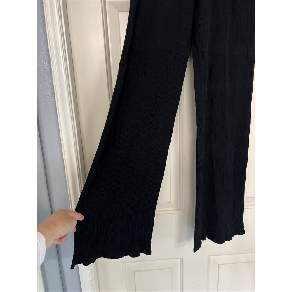 Three Dots Women's Black Pull On Crinkle Pants High‎ Waist Beach Minimalist - Picture 3 of 7
